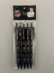 Houston Texans Einweg 5er Pack Klick Stifte schwarze Tinte von PSG NEU IN VERPACKUNG - Bild 1 von 2