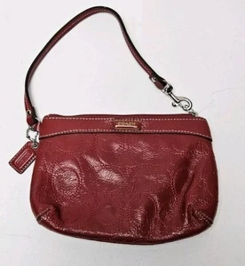 Coach Red Patent Leather Small Purse Wristlet Pouch Clutch - Picture 1 of 11