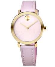 New Movado Bold Evolution Rose Dial Leather Strap Women's Watch 3600701
