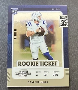 Tarjeta de fútbol americano Sam Ehlinger 2021 Panini Contenders Optic Rookie Ticket RC Colts - Imagen 1 de 2