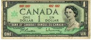 1967 KANADA 1 $ DOLLAR SCHEIN ZIRKULIERT JFJ 24 - Bild 1 von 2