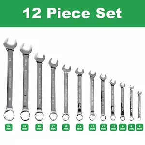 12 Piece Premium Combination Wrench Set Chrome Vanadium Steel Long 6-24mm - Picture 1 of 9