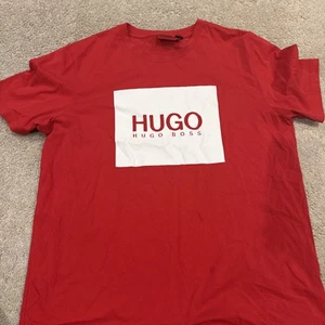 Hugo Men's Short Sleeve Regular Fit Crew Neck Logo T-Shirt Red XL  - Picture 1 of 2