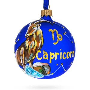 Capricorn Zodiac Horoscope Sign Glass Ball Christmas Ornament 3.25 Inches - Picture 1 of 4