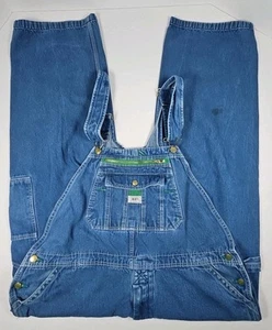 LIBERTY Denim Bib Overalls Size 44x28 Zip Fly Trucker Farmer Railroad Hip Hop - Picture 1 of 9