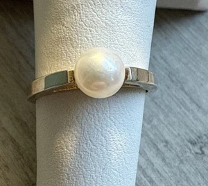 Anillo solitario catedral plata esterlina perlas blanco 6 mm perla cultivada tamaño 6,5 - Imagen 1 de 8