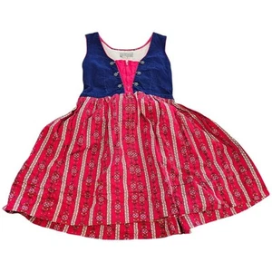 Vintage Girls Kids 60s Red & Blue Tiny Floral Print Sleeveless Sundress Size 80 - Picture 1 of 4