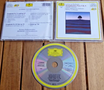 Beethoven: Symphonies 5 & 8; Fidelio Overture  Herbert Von Karajan 1987 REISSU - Image 1 of 4