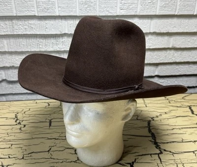 De colección JC Penney Marrón Lana Vaquero Western Sombrero Para Hombre Ajustado Talla 6 7/8 Rancho Foto 1 de 4