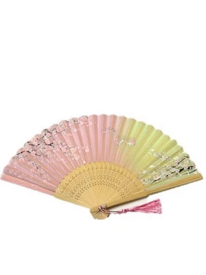 Fan Bamboo & Silk Green & Pink Gradation - Image 1 of 2