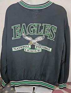 90’s Philadelphia Eagles Logo Athletic Black Kelly Green NFL Crewneck Sweatshirt - Bild 1 von 15