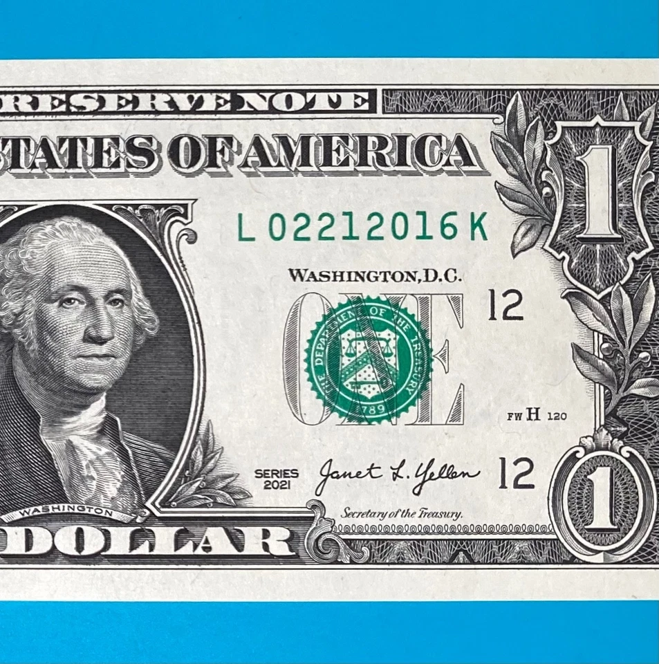 February 21, 2016 (L 02212016 K) BIRTHDAY ANNIVERSARY $1 One Dollar Bill *UNC* - Image 1 of 4