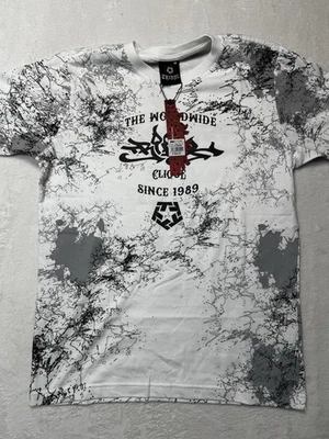 Camiseta Tribal Para Hombre Mediana Rara Monocromática Doble Cara Ropa de Calle Nueva Con Etiquetas Foto 1 de 4