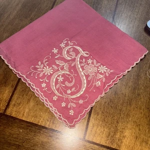 Vintage, Handarbeit auf Madeira mit Stickerei, Monogramm T, Taschentuch. - Bild 1 von 3