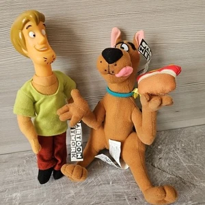 Cartoon Network Scooby Doo Vintage 90s Beanie Plush Dolls Shaggy Vinyl Head 9" - Picture 1 of 16