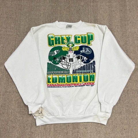 Vintage Grey Cup Sweatshirt Large White 1997 CFL Football Edmonton Toronto Cover