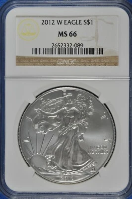 2012 W Burnished $1 Silver Eagle NGC MS 66 (Brown Label) - Image 1 of 2