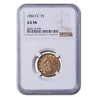 1882-CC $5 Liberty Gold Half Eagle AU-58 NGC