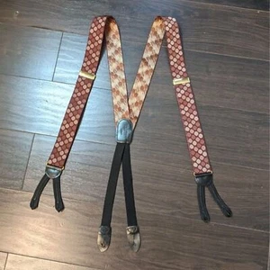 Cole Haan burgundy polka dot fabric suspenders EUC - Picture 1 of 4