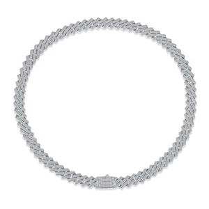 Hiphop 14 mm D Farbe Moissanit Kubanische Kette Halskette für Herren 925 Sterling Silber - Bild 1 von 9