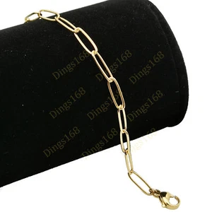 Designer inspiriert echt 18K Gelbgold gefüllt 3,5 mm Büroklammer Kette Armband - Bild 1 von 2