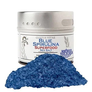 Artisanal Gourmet Sea Salt, Blue Spirulina Infused, All Natural Salt 3 Oz - Picture 1 of 7