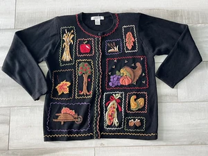 Maglione Vintage Arriviste Autunno M Ricamo Uncinetto Raccolta Zucca - Foto 1 di 10