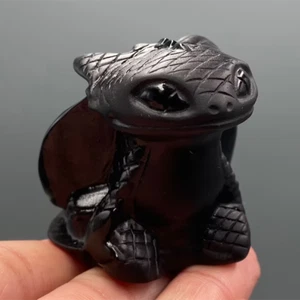 Tallado a mano natural dragón de obsidiana tallado a mano de 2"" dragón de curación talla 1 pieza - Imagen 1 de 10