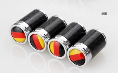 4PCS Germany DE Carbon Fiber Chrome Metal  Air Tire Valve Stem Caps For BMW Mini - image 1 of 4