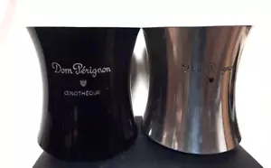 Dom Perignon Champagne Wine Cooler Set of 2 Made of Metal Black Silver Used - Picture 1 of 5