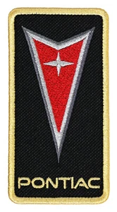 Pontiac Arrow Embroidered Patch Black/Gold Iron-On Sew-On Backpack Jacket Bag - Picture 1 of 2