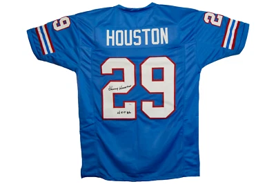 Camiseta personalizada azul autografada Ken Houston Houston (HOF '86) - Imagem 1 de 3
