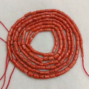 16"INCHES 100%!! NATURAL Italian Coral.Smooth Pipe Beads.AA quality.Red Colour, - Picture 1 of 7