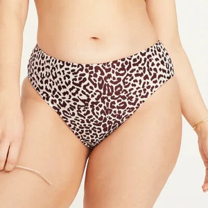 J Crew Swimwear High Rise Bikini Bottom, Leopard Animal Print Swimsuit Sz 22 2X - Picture 1 of 7