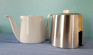 Bauscher Weiden Teapot White Porcelain w/ removable Insulator 10” MCM design - Picture 1 of 8