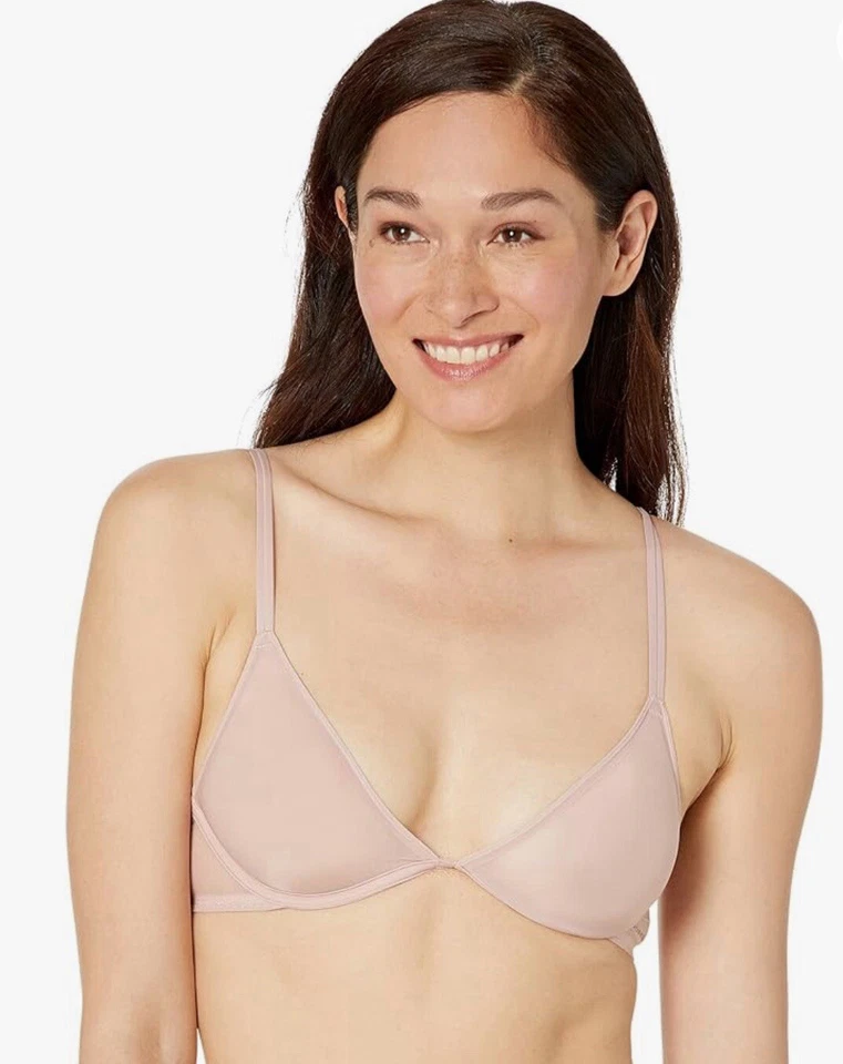 Sujetador para mujer Calvin Klein transparente Marquisette rosa claro sin forro talla 32B Foto 1 de 4