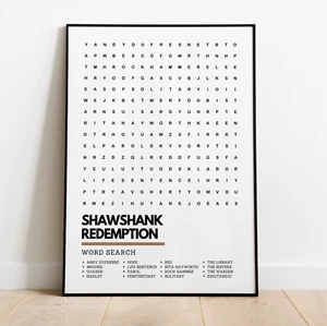 Shawshank Redemption Wortsuche Kunstdruck A3 A4 Wandkunst Zuhause klassischer Film Geschenk - Bild 1 von 2