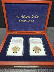 2007-P John Adams NGC $1 USD Double Edge Letter Inverted And Overlapped Coins - Picture 1 of 5