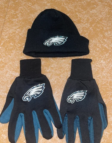 philadelphia eagles football nfl hat and gloves lot Cover