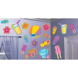 Summer Fun Hawaiian Beach Party Cutouts Pack of 30 Cardboard Wall Decorations - Picture 1 of 1