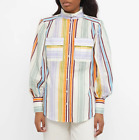 Alemais Axum Shirt Button Up Balloon Sleeve Organic Cotton Striped Size 10