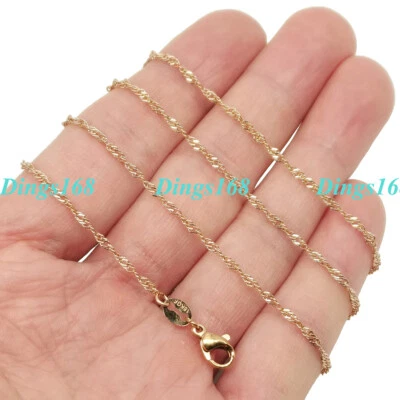 Collar de cadena de onda delgada de 1 mm relleno de oro rosa sólido de 18 quilates 16"/18"/20"/22"/24" K142 Foto 1 de 2