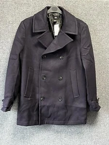H&M Navy Pea Coat UK 42R TD110 TT 08 - Picture 1 of 3
