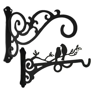 2Pcs Plant Hanger Bracket Black Metal Bird Shape Flower Pot Wall Hanging Basket - Picture 1 of 10