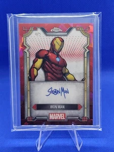 2024 Topps Chrome Marvel Sapphire Iron Man Auto Red 4/5 - Picture 1 of 3