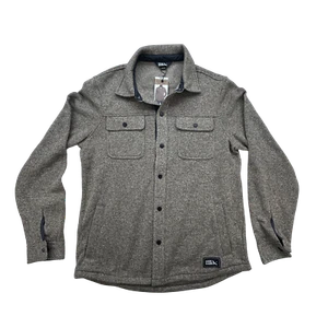 Eddie Bauer Jacket Mens Small Sweater Fleece Shirt Jacket Brown Snap Front - Picture 1 of 10