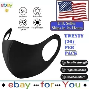 20 PC Face Mask Washable Reusable Breathable Thin Mask Stretch Fabric USA - Picture 1 of 12