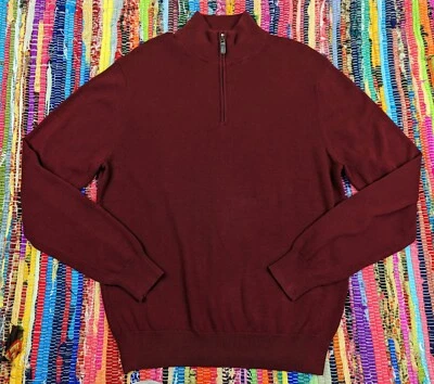 JOS. A. BANK Signature Men's S 100% Pima Cotton 1/4 Zip Sweater Dark Red Maroon - Image 1 of 4