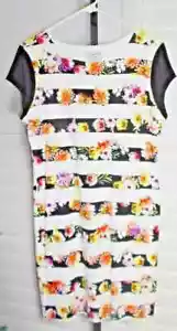 Carmen Marc Volvo Floral Striped Dress Size L NWT - Picture 1 of 2