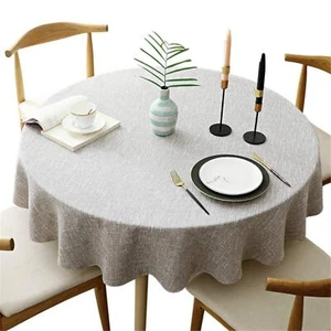 Heavy Weight Round Tablecloth Decorative Solid Color Table Cover Cotton Linen... - Picture 1 of 4